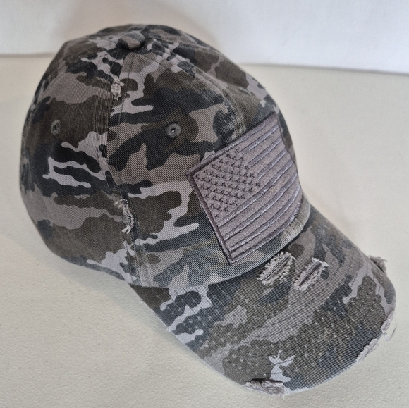 KBETHOS Vintage Distressed American Flag Camo Adjustable Ball Cap - OS/Unisex - Picture 2 of 9